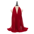 Solid red chiffon hijab scarf for women, lightweight pearl chiffon texture on mannequin - Burgundy