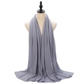 Elegant grey pearl chiffon hijab scarf displayed on a mannequin with soft drape - Dark Gray