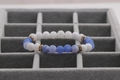 Detail of 8mm white and blue marbled bead bracelet with gold rhinestone spacers - Blue-Purple Marble Texture (9)