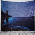 Arazzo cielo stellato con onde oceaniche e rocce notturne per decorazione murale - 150x130cm / Stile 2