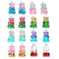 Set of 16 colorful glitter resin bear pendants for DIY jewelry and keychain making - Mixed Color Glitter