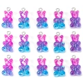 Dettaglio di 15 ciondoli a forma di orsetto in resina sfumata glitterata con anellini - Orsetto Glitter Rosa Blu