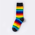 Calze lunghe a righe arcobaleno in cotone con tallone e punta grigio scuro - Taglia unica / Polsino Grigio