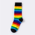 Calze alte a righe arcobaleno con tallone e punta neri in morbido misto cotone - Taglia unica / Polsino Nero