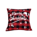 Funda de cojín navideña de cuadros rojos y negros con estampado Merry Christmas - Letras Merry Christmas Con Estilo Copo (Estilo A) / Solo funda