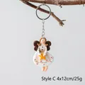 Portachiavi angelo di Natale Stile C con abito bianco a pois e stella gialla, 4x12cm - Stile C-Angelo con Stella / 4x12cm