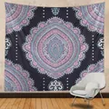 Mandala tapestry for wall decor in purple and blue tones with exotic floral patterns - Purple Blue Mandala