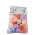 Lot de balles en peluche colorées pour chat dans un sac avec fermeture en carton - Balle Rebondissante de 3,8cm (1 Pièce) / Lot de 12 avec Carte d'En-tête