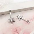 Paire de pendentifs flocon de neige en argent pour bracelets de Noël DIY - 14x2mm Flocon de Neige-7005