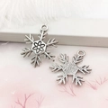 Silver snowflake alloy pendant charms with embossed flower detail for DIY jewelry - 18x24mm Snowflake-9149