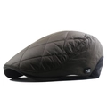 Men's olive green quilted beret hat with diamond pattern and warm padded lining - Adjustable (56-61cm) / Army Green