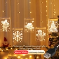 Weihnachts-LED-Vorhang mit Nikolaus und Schneeflocken in warmweißem Licht über USB - USB Immer an / Warmweiß