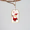 Etichetta regalo di Natale in legno con Babbo Natale e testo To From misura 7x12cm - Stile A Babbo Natale