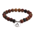 Bracciale etnico con perle di agata grigia e turchese 8mm e ciondolo testa di Buddha - Stile Figura di Buddha Seduto / Colori Minerali Misti