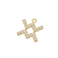 Détail d'un pendentif croix géométrique plaqué or serti de micro-pavé de zircons - Or Verseau