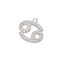 Vue détaillée du pendentif signe Cancer orné de zircons et finition argent poli - Argent Cancer