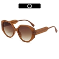 Gafas de sol geométricas de gran tamaño color marrón té para mujer con lentes degradadas C3 - Montura marrón Lentes marrones degradados (C3)