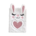 Carnet de notes lapin en peluche blanche avec cœur rose brillant et oreilles 3D - Lapin / Blanc
