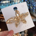 Pasador de pelo con flores de cristal K9 champán y pedrería brillante con muelle - Champaña