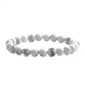 Minimalistisches 8mm Howlith Steinperlen Armband mit grauer Marmorierung für Herren - Weißer Türkis
