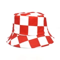 Dettaglio della trama in tela a scacchi rossi e bianchi di un cappello da pescatore - M (56-58cm) / Rosso