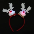 Luminous Christmas reindeer headband with glowing white elk antlers and red hoop accessory - Velvet Luminous Reindeer