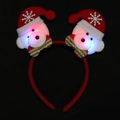 LED Christmas headband featuring glowing plush bears with red Santa hats on black base - Velvet Luminous Bear