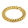 Pulsera cubana para hombre en acero inoxidable dorado con cierre de langosta - Dorado (KB116433-Z)