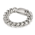 Pulsera de cadena cubana plateada de acero inoxidable pulido con cierre plegable - 15mm de ancho * 210mm de largo / Plata Pulida (15*210mm)