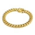 Polished golden stainless steel Cuban link bracelet with secure buckle clasp for men - 8mm Width * 215mm Length / Gold (8*215mm)
