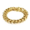 Golden titanium steel Cuban link bracelet with professional plug-in safety buckle - 15mm Width * 220mm Length / Gold (15*220mm)
