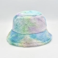 Cappello bucket in peluche tie-dye arcobaleno da donna in viola e verde menta - M（56-58cm） / Verde Viola