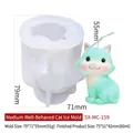 Cat shaped silicone mold for DIY candles and ice with detailed size specifications - Medium Cute Cat