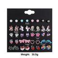 Detail view of 20 pairs of blue animal stud earrings with sizes from 0.6cm to 1.3cm - 20 Pairs Cute Cartoon Animal Shapes (E0670-1)