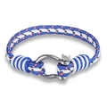 Bracelet tressé en paracorde bleu et blanc avec fermoir manille en D métallique durable - Bleu Blanc