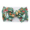 Dark green baby headband with Christmas patterns and a large bow in elastic fabric - #25 Christmas Green