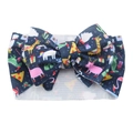 Dark blue baby headband with large festive llama print bow and soft elastic fabric - #27 Christmas Animals