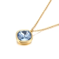 Minimalistische gouden ketting met een klassieke vierkante blauwe edelsteen - Paars (KN84612-GC)