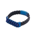 Geflochtenes Herrenarmband aus Leder und Edelstahl mit blau-schwarzem Gliederarmband-Design - Blau Stil (KB99944-K)