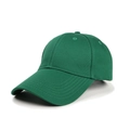 Detailed view of breathable cotton twill fabric and stitching on forest green baseball cap - Cyan Green