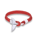Handmade red nautical whale tail anchor paracord bracelet for men and women - Red & White