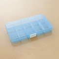 Light blue 15-grid transparent plastic storage box with white snap locks for jewelry - Blue (15 Grids)