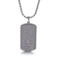 Silberne Herren-Hundemarken-Halskette mit strukturiertem Kreuz und runder Kettengliederung - Silber Mattierter Kreuz Dog Tag (KN89760-KPD)