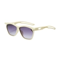 Trendy cream sunglasses with purple gradient lenses and hollowed-out streamlined temples - Cream White Frame Gray Lens