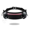 Running hydration belt with black waterproof fabric and pink zipper including two water bottles - 2L / Pink