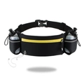 Running hydration belt with double water bottles and yellow zipper on black neoprene fabric - 2L / Yellow