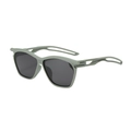 Y2K square frame sunglasses in matte sage green with geometric cutout temple design - Grey Frame Grey Lens