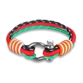 Bracelet paracorde avec cordes tressées noir, blanc, rouge, vert et manille en U argent - Noir/Rouge/Vert