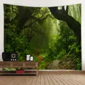 Tenture murale paysage de forêt avec arbres anciens pour décoration de chambre zen - Sentier de forêt vierge / 230x150cm