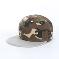Detail of flat brim baseball cap featuring woodland camouflage and grey contrast brim - 58CM (Fits 56-59CM) / Grey Brim Camouflage Crown